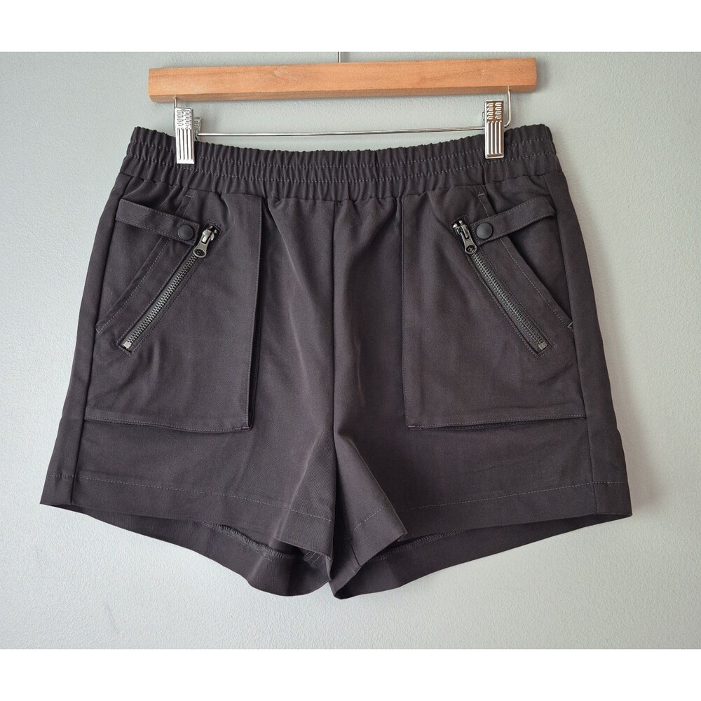 KanCan Black Lennox High Rise Pull On Elastic Waist Utility Shorts Womens Large